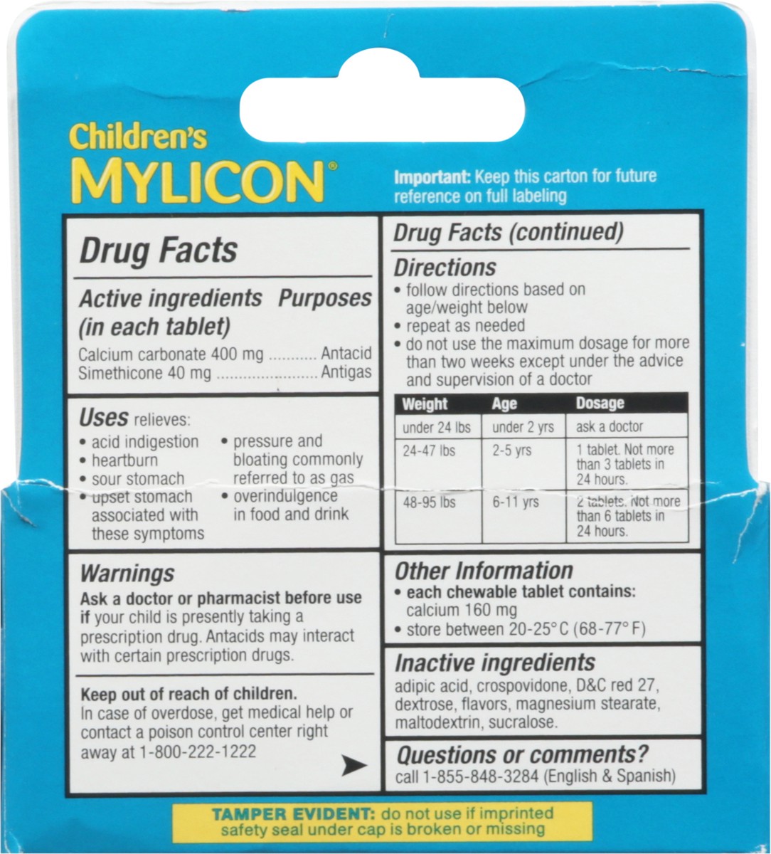 slide 7 of 10, Children's Mylicon For Kids Chewable Tablets Cherry Flavor Tummy Relief 24 ea, 24 ct