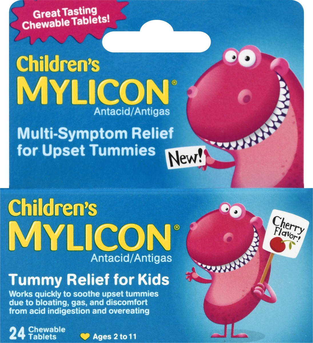 slide 1 of 10, Children's Mylicon For Kids Chewable Tablets Cherry Flavor Tummy Relief 24 ea, 24 ct