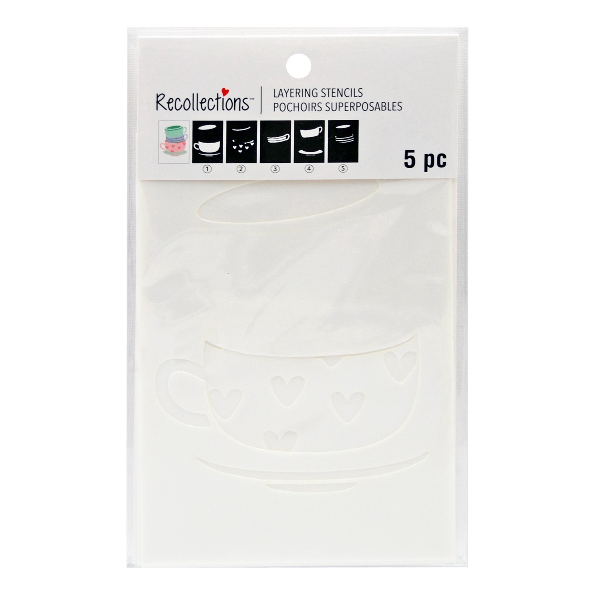 slide 3 of 3, Stacked Tea Cups Layering Stencils By Recollections, 4 in x 6 in