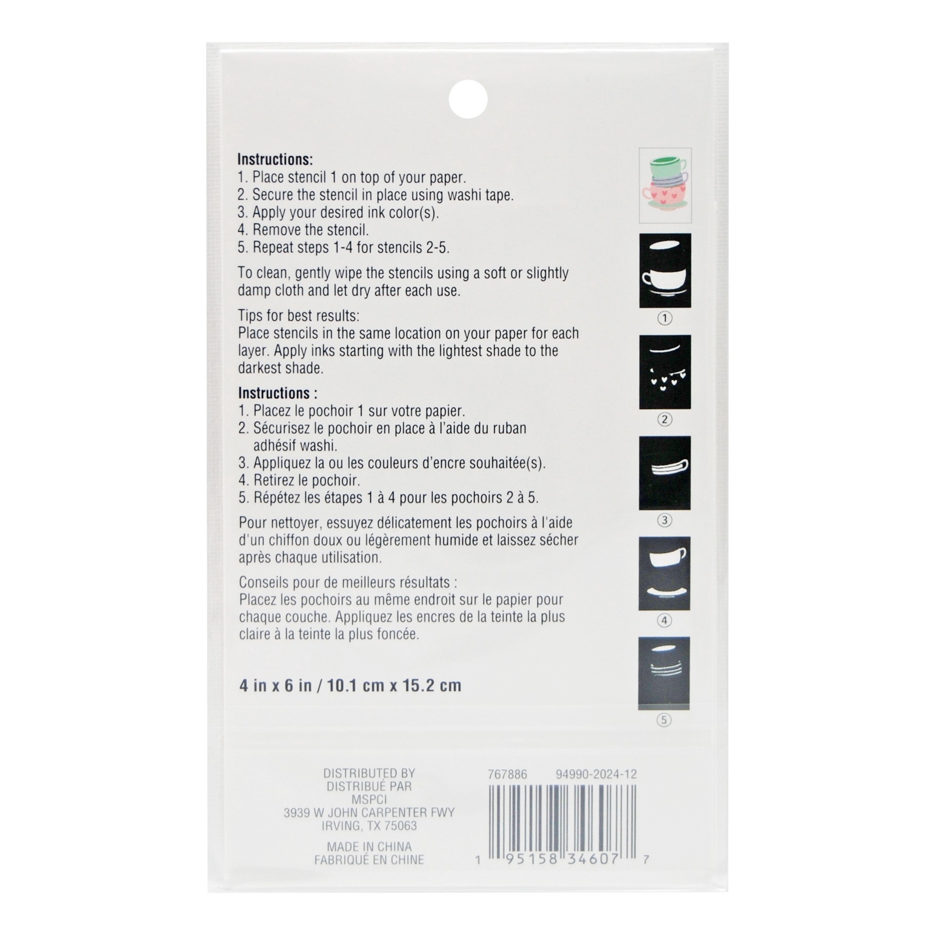 slide 2 of 3, Stacked Tea Cups Layering Stencils By Recollections, 4 in x 6 in