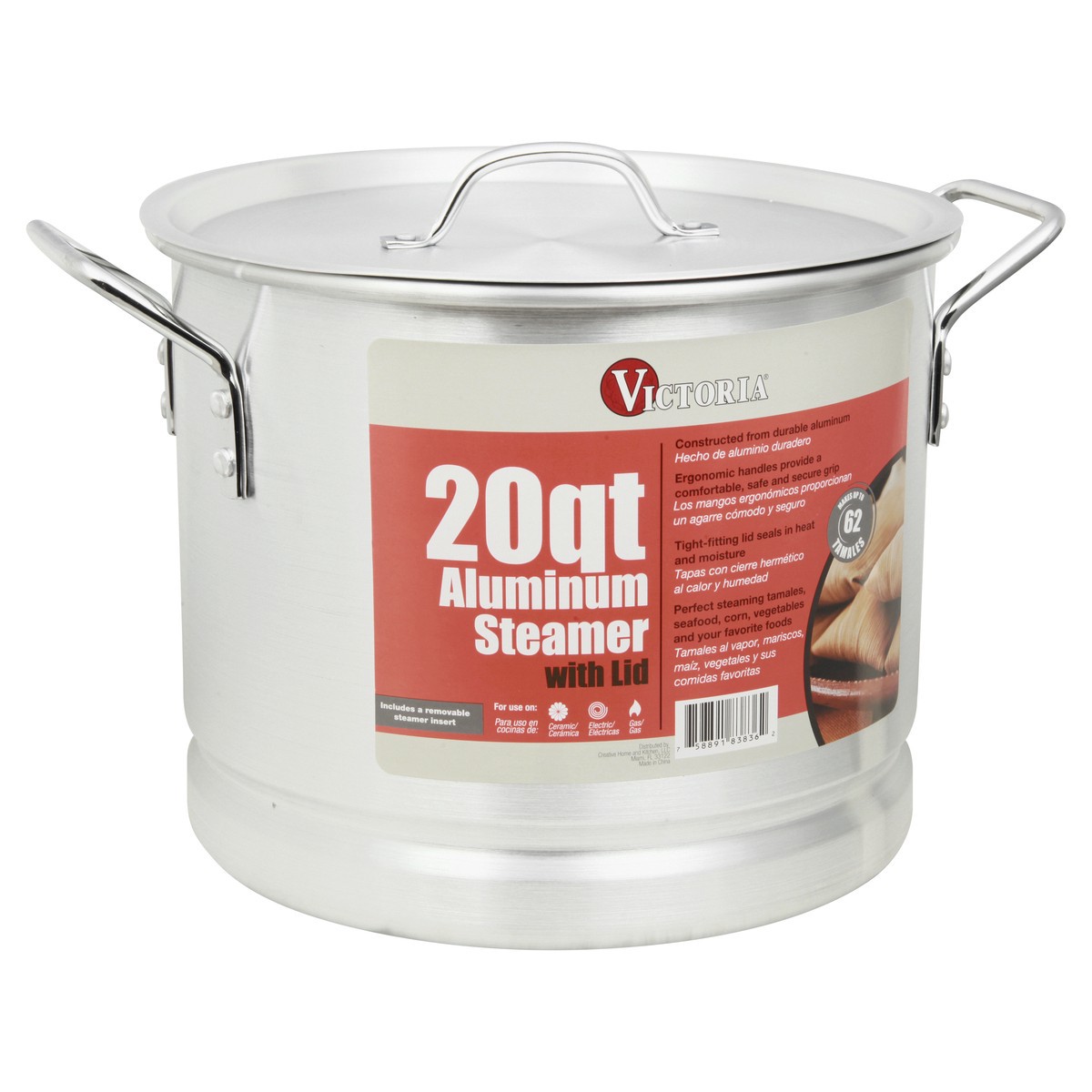 slide 3 of 11, Victoria 20 Quart with Lid Aluminum Steamer 1 ea, 1 ct