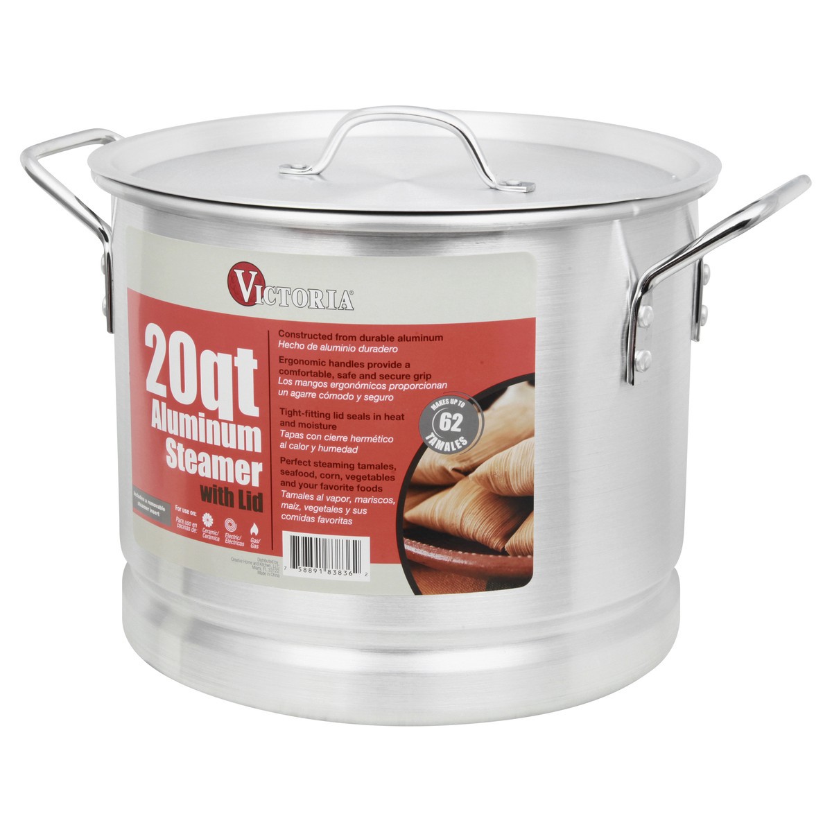 slide 5 of 11, Victoria 20 Quart with Lid Aluminum Steamer 1 ea, 1 ct