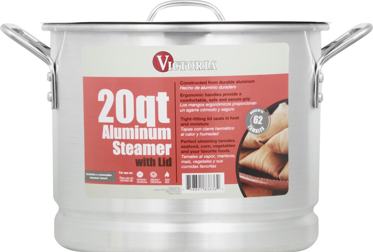 slide 4 of 11, Victoria 20 Quart with Lid Aluminum Steamer 1 ea, 1 ct