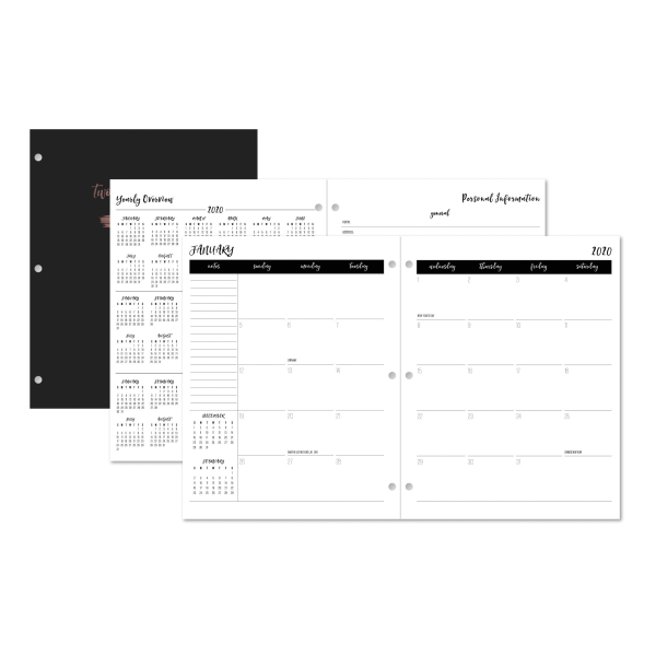 slide 1 of 1, Office Depot Brand Monthly Planner, 8-1/4'' X 10-1/4'', Black, January To December 2020, 1 ct