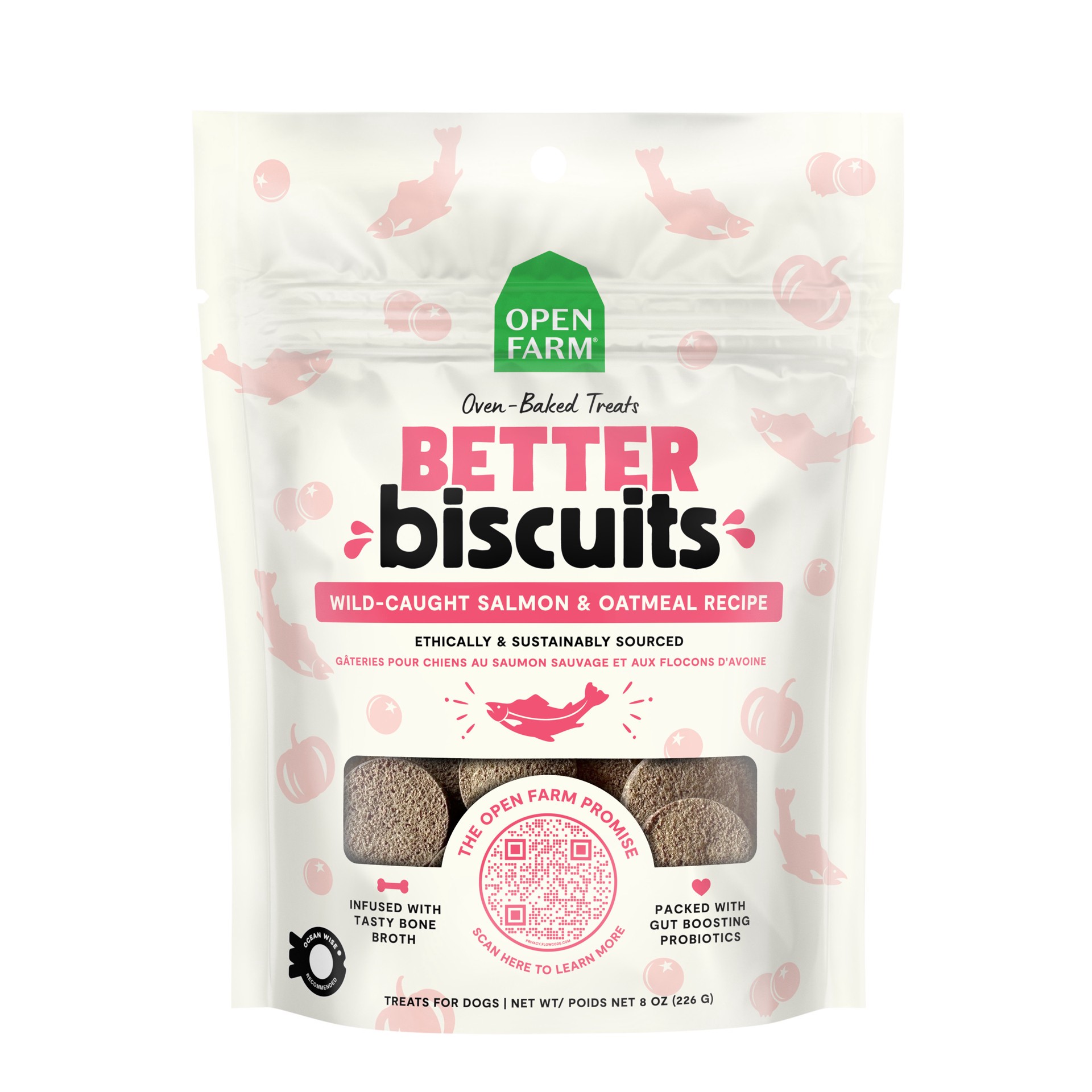 slide 1 of 2, OPEN FARM Better Biscuits Wild-Caught Salmon Recipe Treats 8 oz, 8 oz