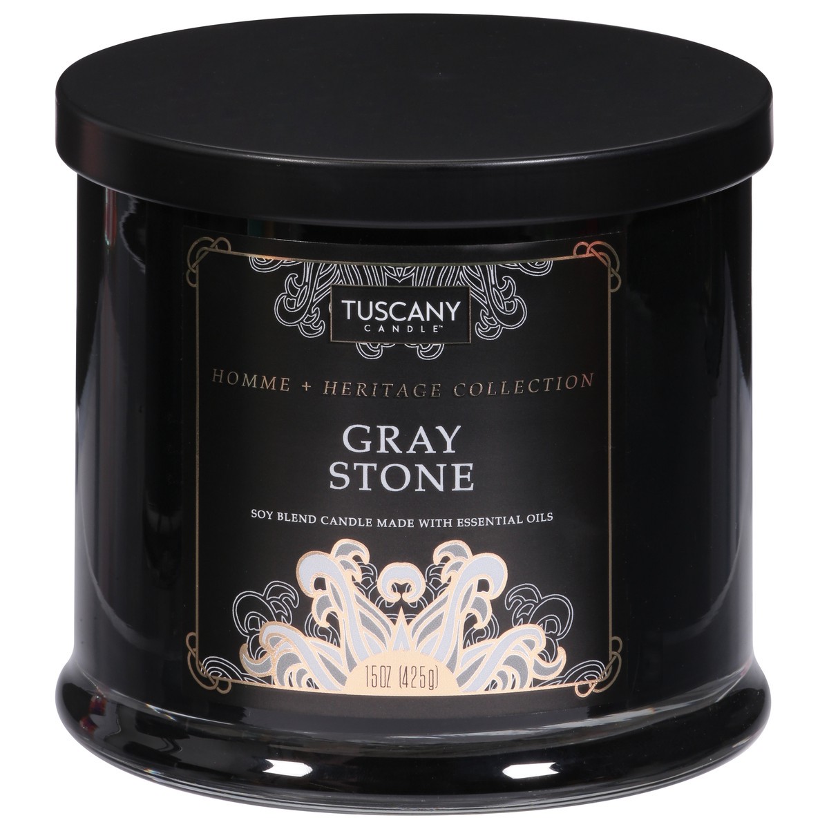 slide 1 of 9, Tuscany Candle Homme + Heritage Collection Soy Blend Candle, Gray Stone, 15 oz