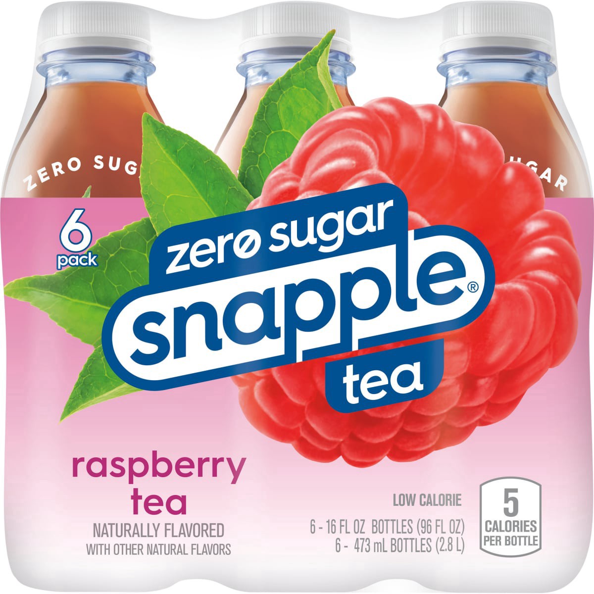 slide 17 of 25, Snapple Zero Sugar Raspberry Tea, 16 fl oz recycled plastic bottle, 6 pack, 6 ct