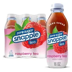 Snapple Zero Sugar Raspberry Tea, 16 fl oz recycled plastic bottle, 6 pack