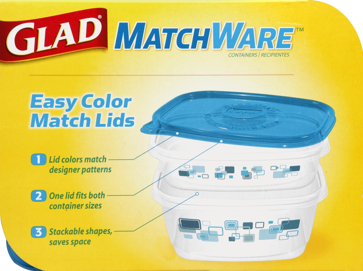 Glad Food Storage Containers, Matchware Rectangle, Two 32 Ounce