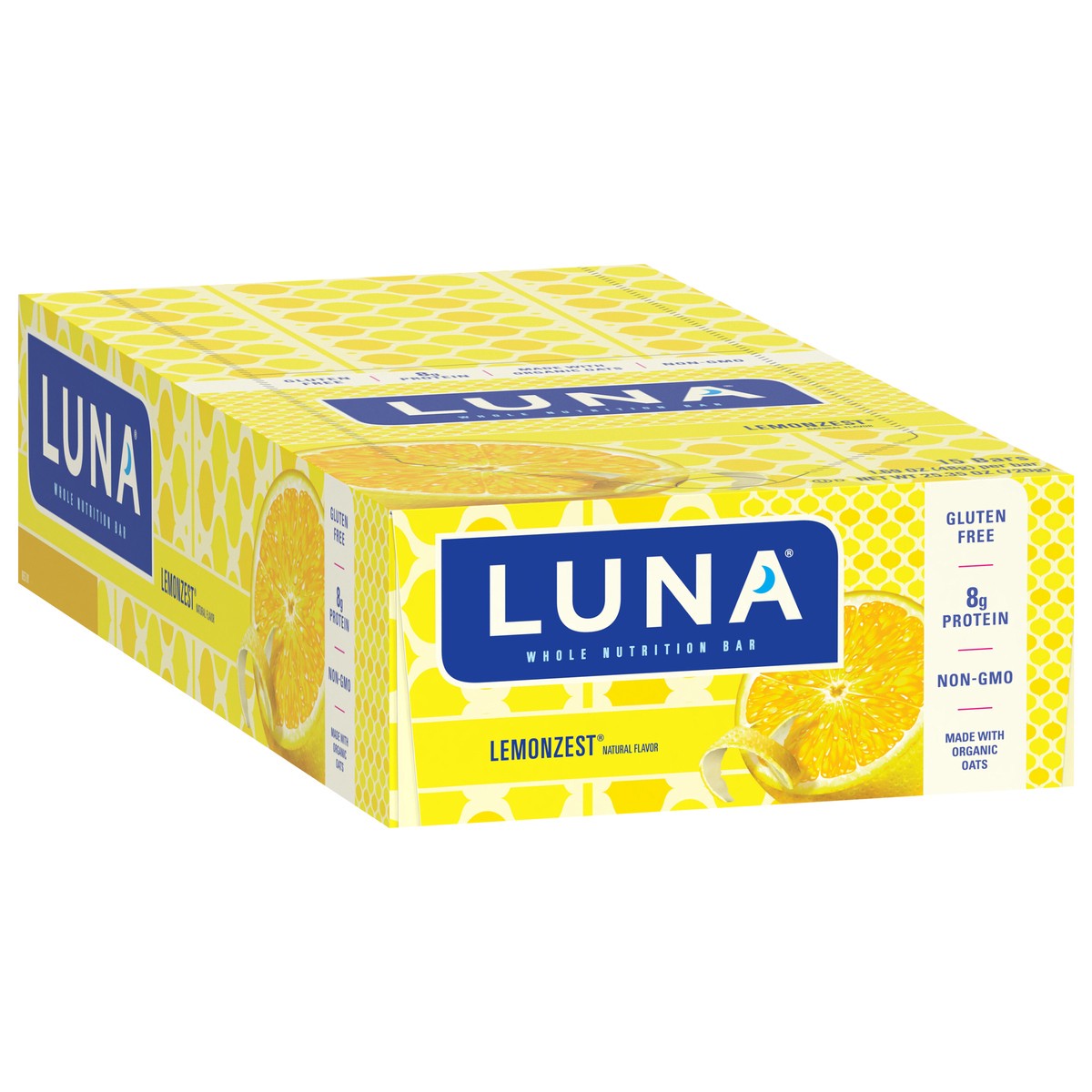 slide 2 of 9, LUNA Bar - LemonZest Flavor - Gluten-Free - Non-GMO - 7-9g Protein - Made with Organic Oats - Low Glycemic - Whole Nutrition Snack Bars - 1.69 oz. (15 Count), 15 ct; 1.7 oz