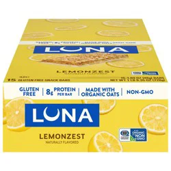 LUNA Bar - LemonZest Flavor - Gluten Free Snack Bars - Non-GMO - Protein Bars - Made with Organic Oats (15 Pack)
