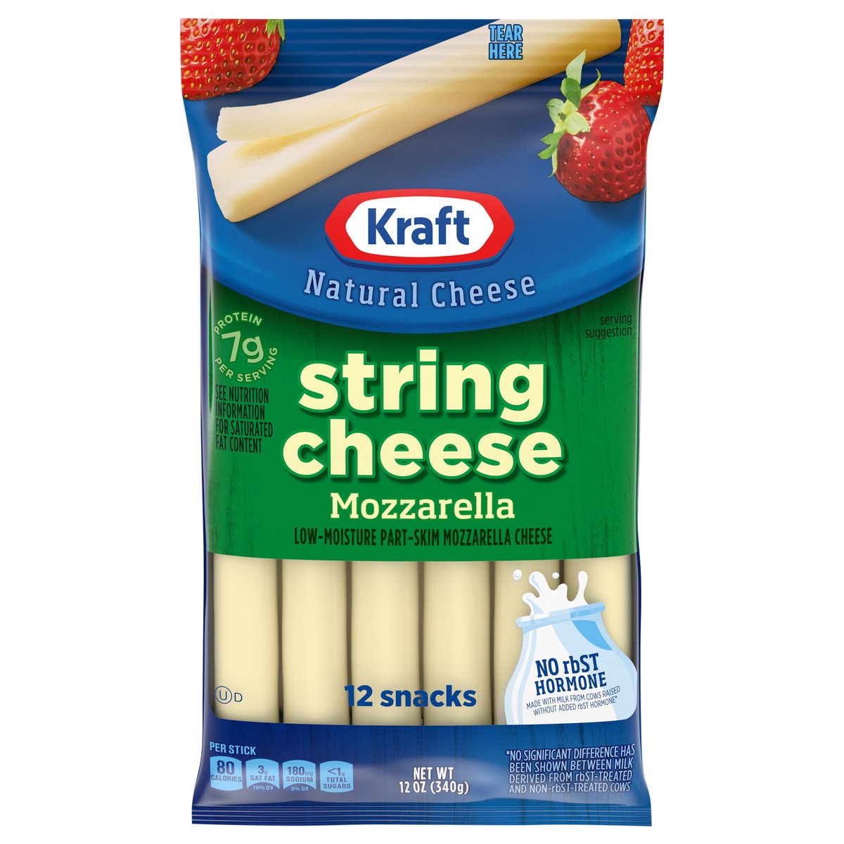 slide 1 of 17, Kraft String Cheese Mozzarella Cheese Snacks, 12 ct Sticks, 12 oz