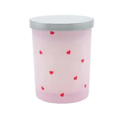 HD Designs Frosted Jar Candle with Hearts - Pink