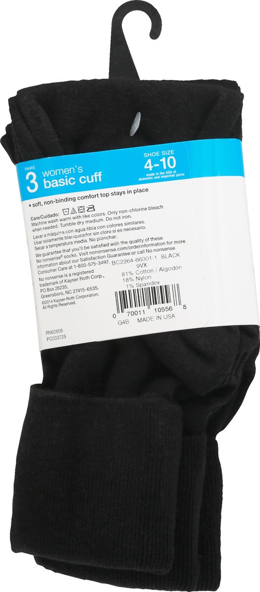 slide 5 of 10, No Nonsense Women's Shoe Size (4-10) Basic Cuff Casual Socks 3 ea, 3 ct