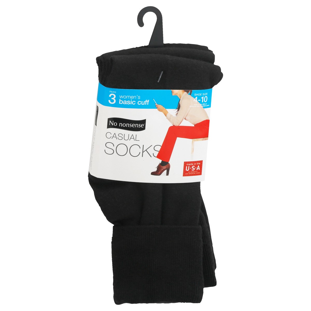 slide 2 of 10, No Nonsense Women's Shoe Size (4-10) Basic Cuff Casual Socks 3 ea, 3 ct