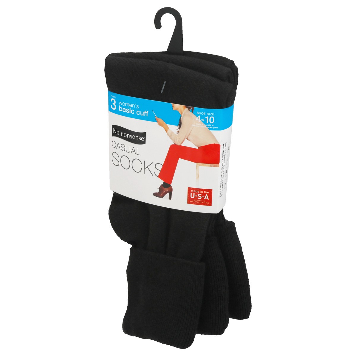 slide 6 of 10, No Nonsense Women's Shoe Size (4-10) Basic Cuff Casual Socks 3 ea, 3 ct