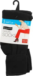 No Nonsense Women's Shoe Size (4-10) Basic Cuff Casual Socks 3 ea