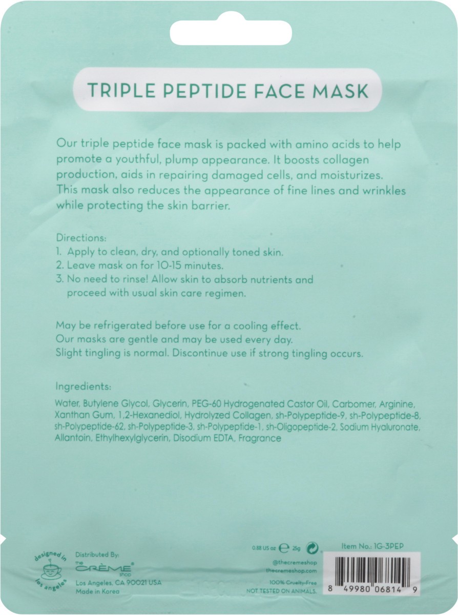 slide 9 of 9, The Crème Shop Triple Peptide Face Mask, 0.88 oz