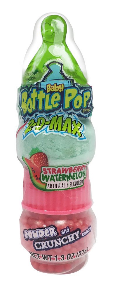 slide 1 of 1, Baby Bottle Pop 2D Max Candy Lollipops with Dipping Powder & Pebbles, Assorted Flavors, 1.34 oz