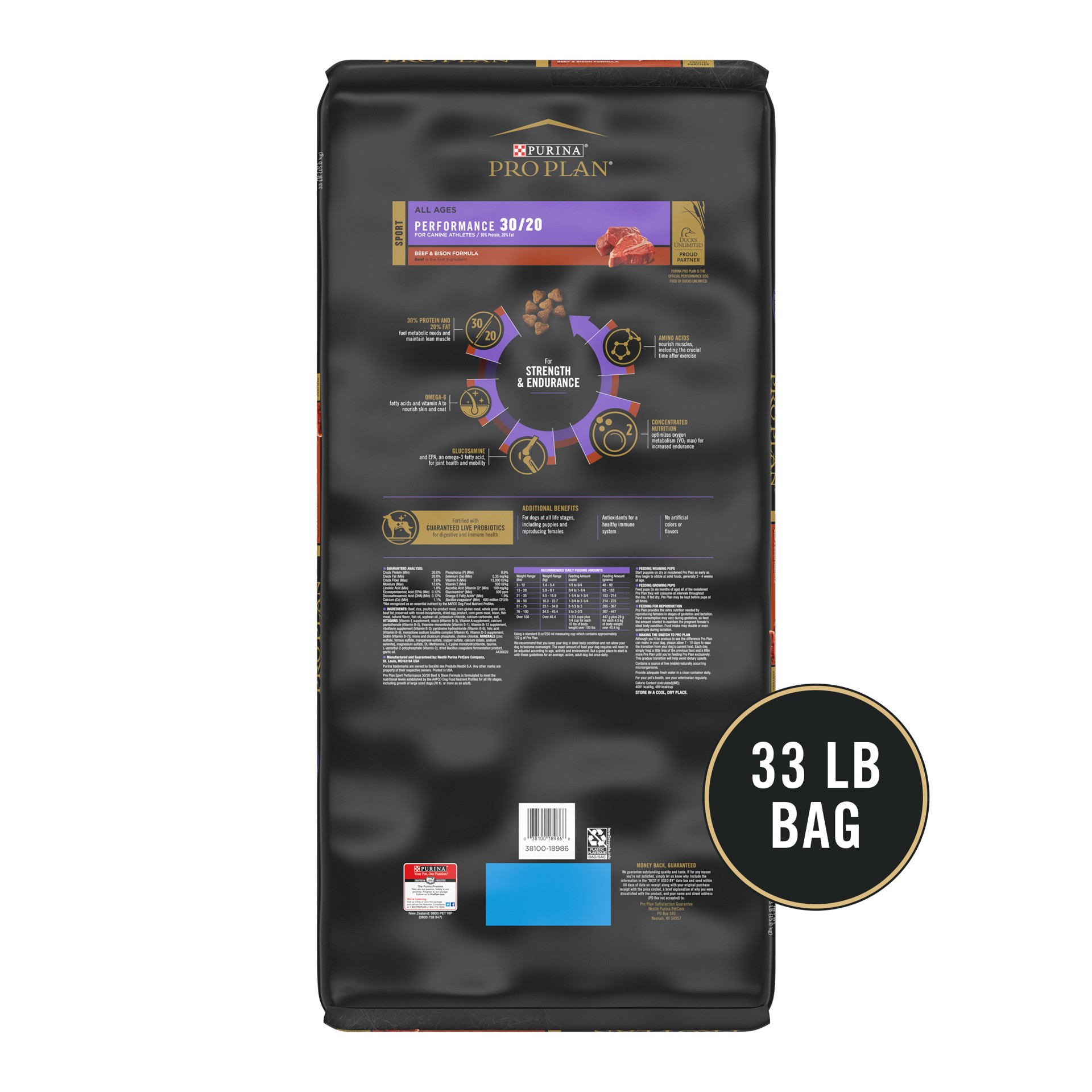 slide 3 of 9, Purina Pro Plan Sport Performance 30/20 Beef & Bison Formula Dry Dog Food, 33 lbs., 33 lb