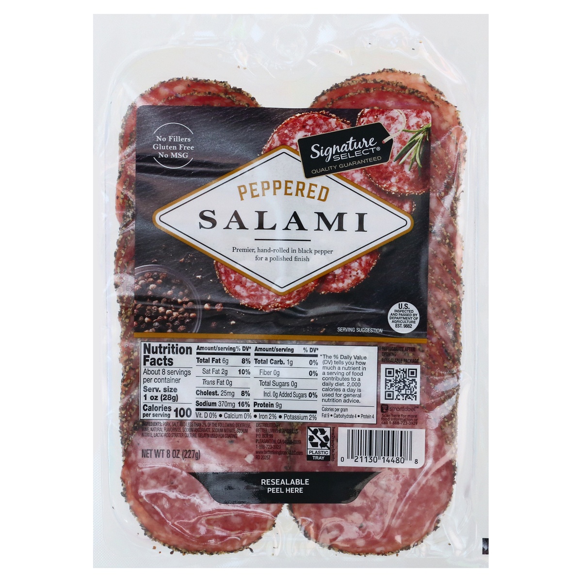 slide 1 of 1, Signature Select Peppered Salami 8 oz, 8 oz