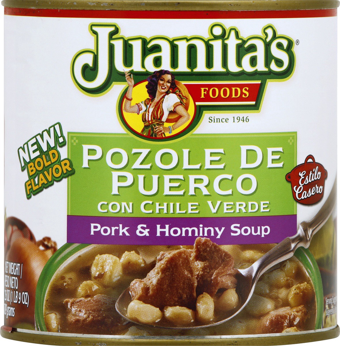 slide 2 of 2, Juanita's Foods Pozole De Puerco Con Chile Verde Can, 25.8 oz