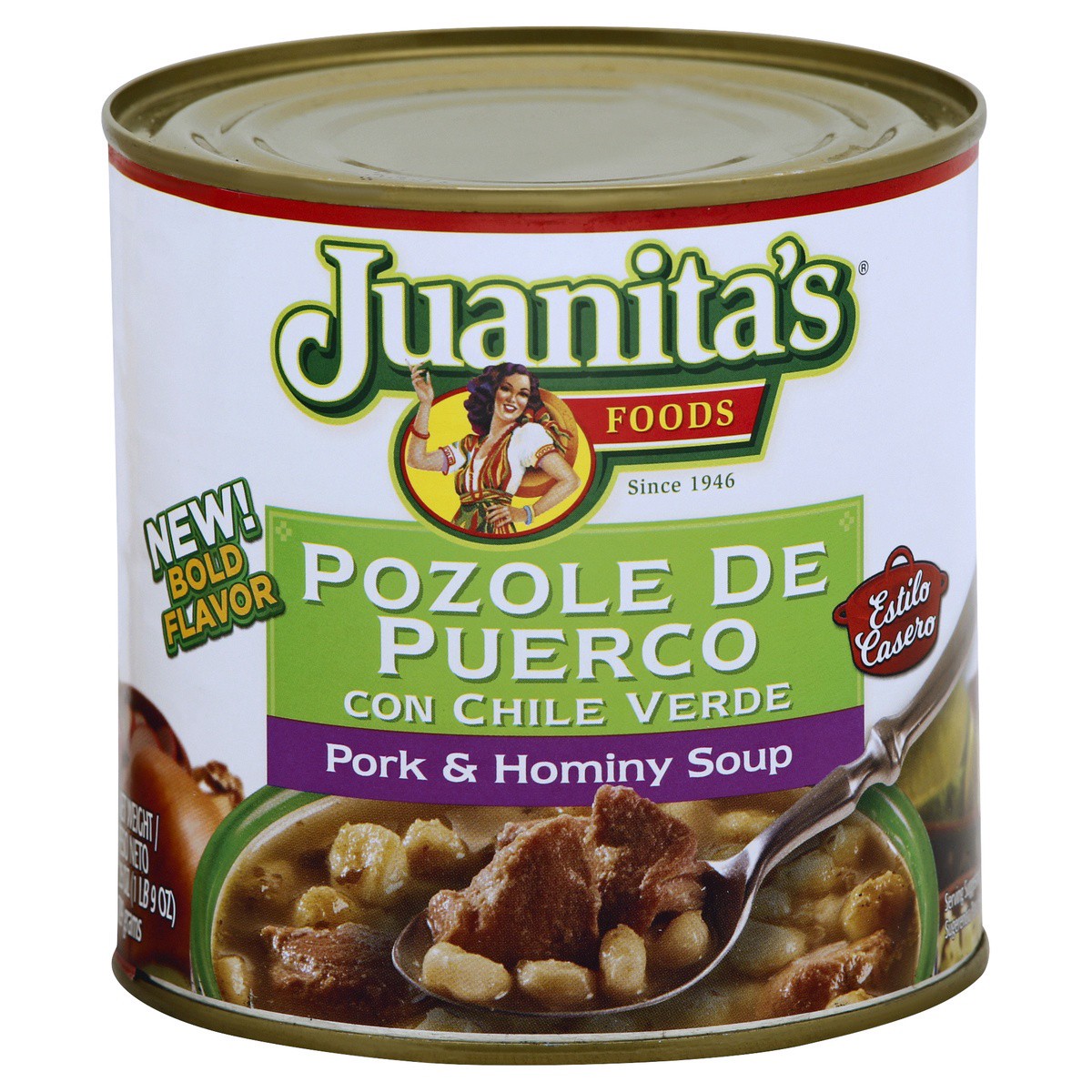 slide 1 of 2, Juanita's Foods Pozole De Puerco Con Chile Verde Can, 25.8 oz