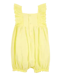 Carter's Baby Eyelet Flutter-Sleeve Romper Yellow 6M