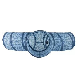 Whisker City Blue Cat Print Pop-Up Tri Tunnel Cat Toy