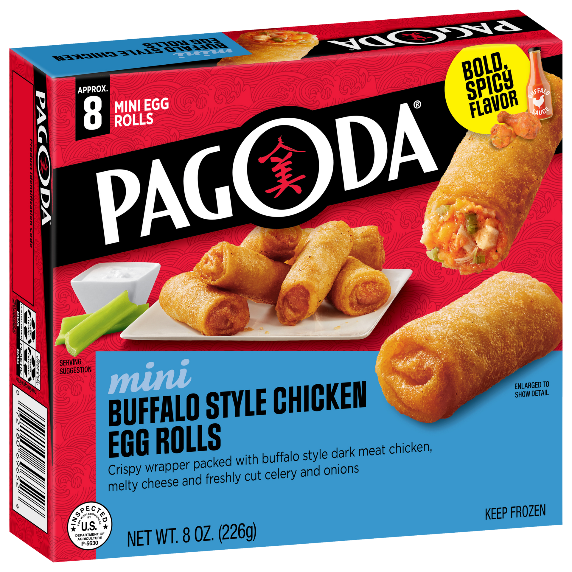 slide 4 of 5, Pagoda Express Frozen Mini Buffalo Style Chicken Egg Rolls, 8 oz