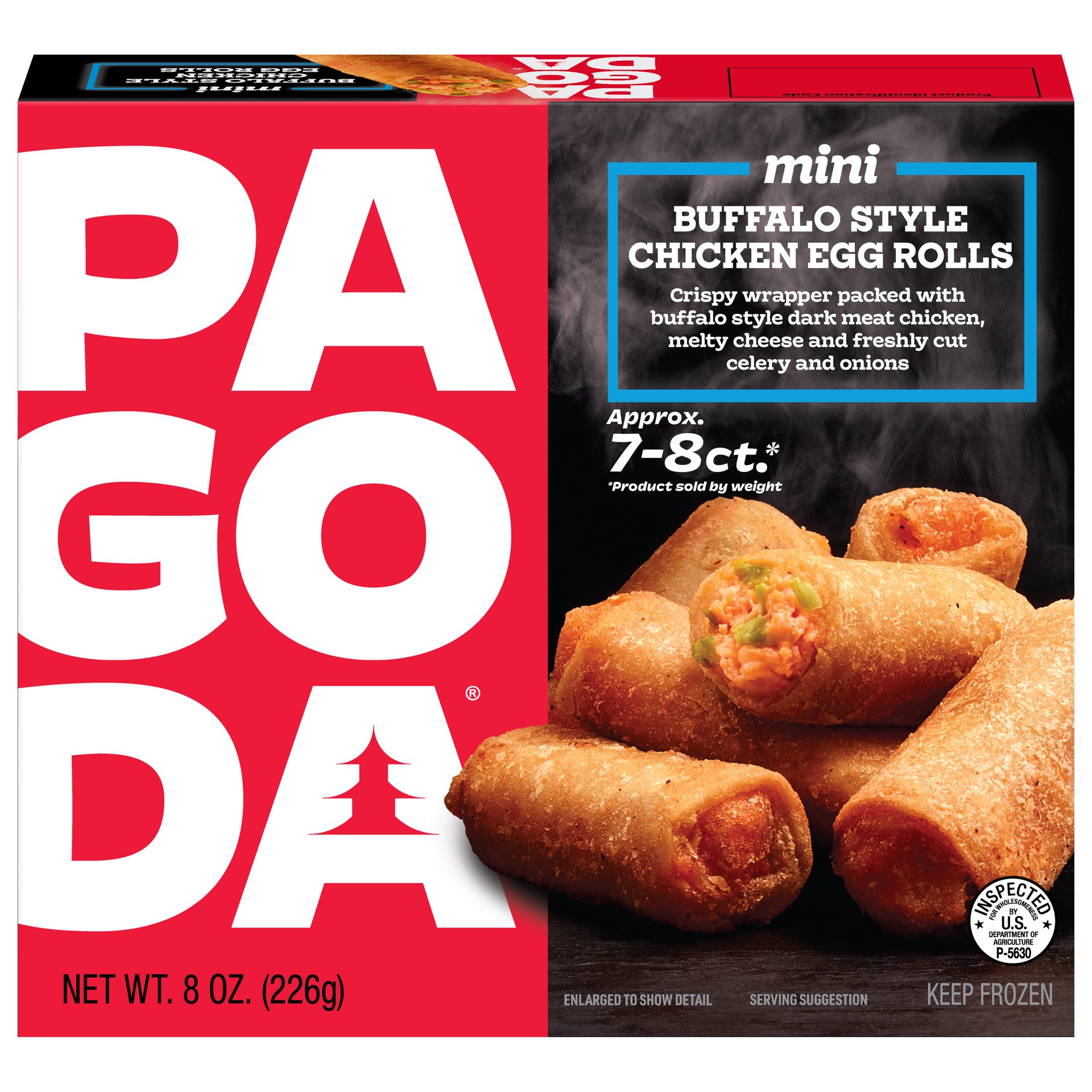 slide 1 of 5, Pagoda Express Frozen Mini Buffalo Style Chicken Egg Rolls, 8 oz