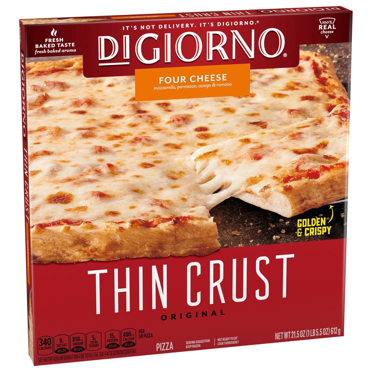 slide 5 of 7, DiGiorno Thin Crust Four Cheese Pizza (Frozen), 23 oz
