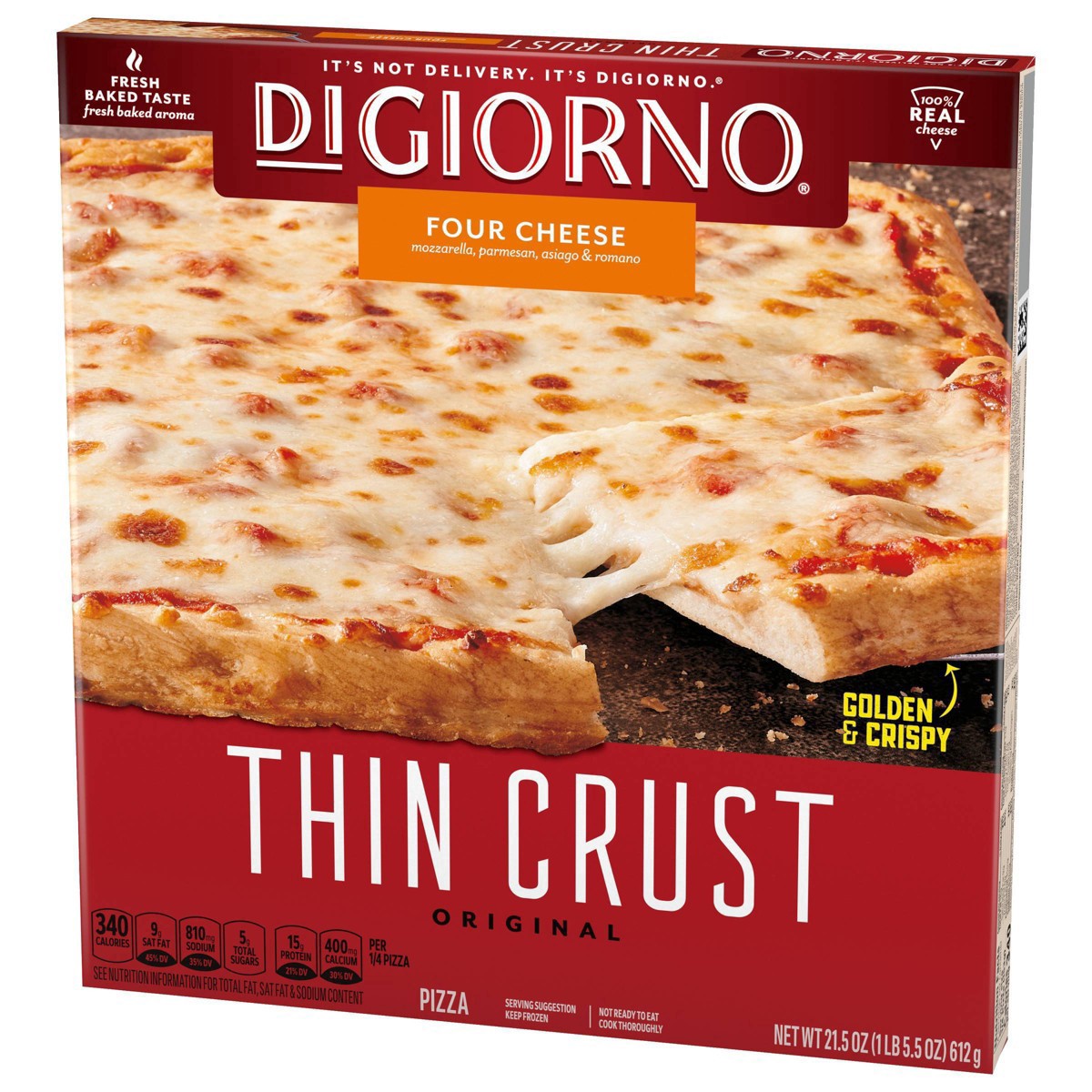 slide 6 of 7, DiGiorno Thin Crust Four Cheese Pizza (Frozen), 23 oz