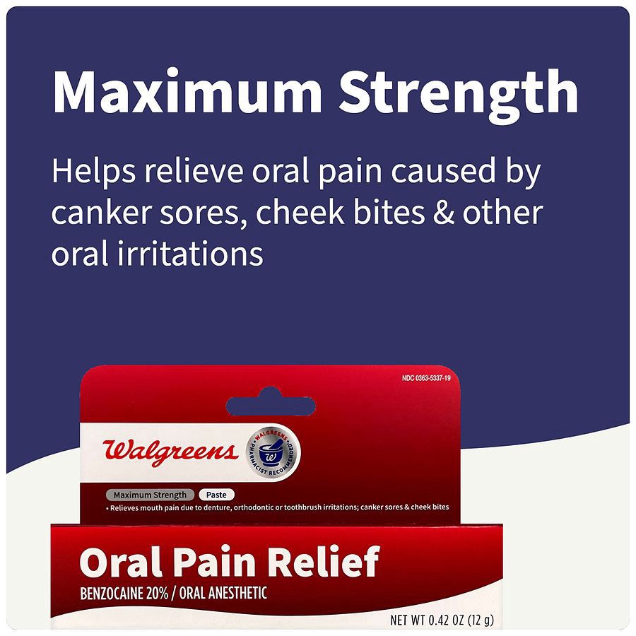 slide 3 of 5, Walgreens Maximum Strength Oral Anesthetic Paste, 0.42 oz