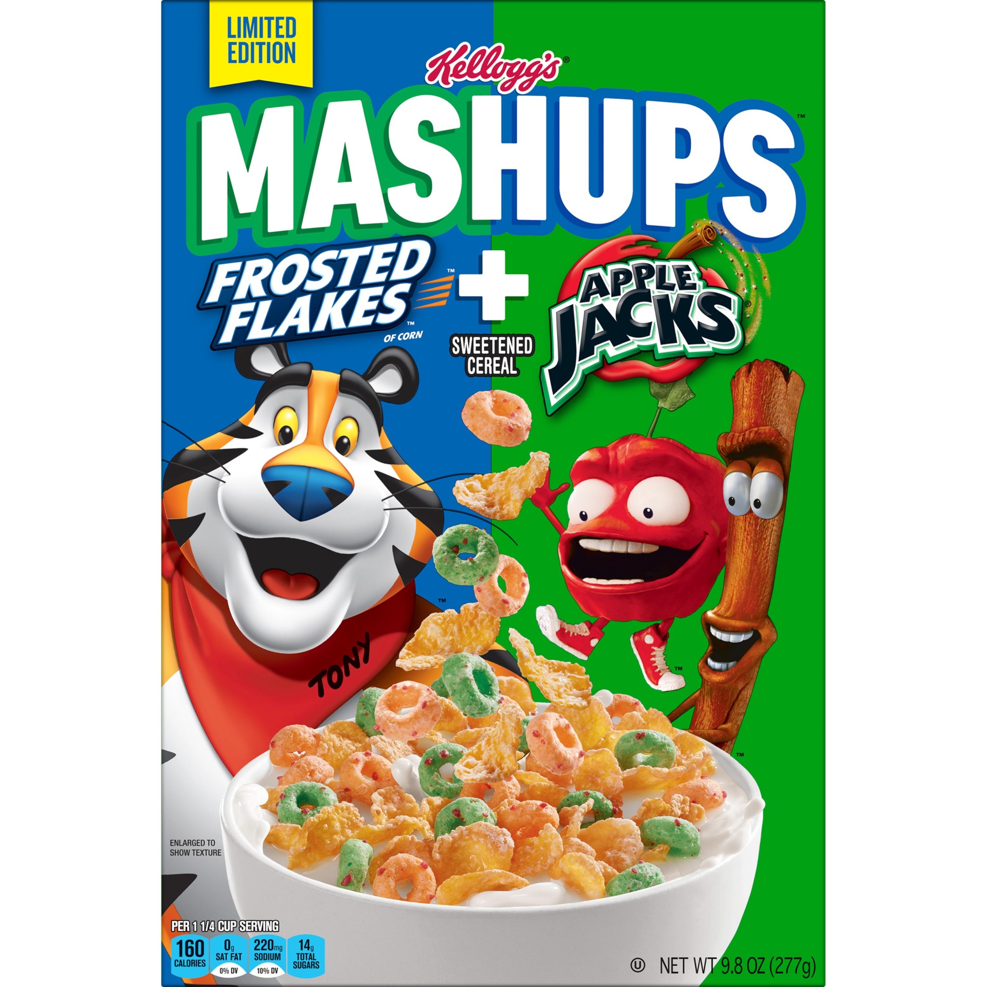slide 2 of 4, Kellogg's Mashups Breakfast Cereal, Limited Edition, Frosted Flakes and Apple Jacks, 9.8 oz