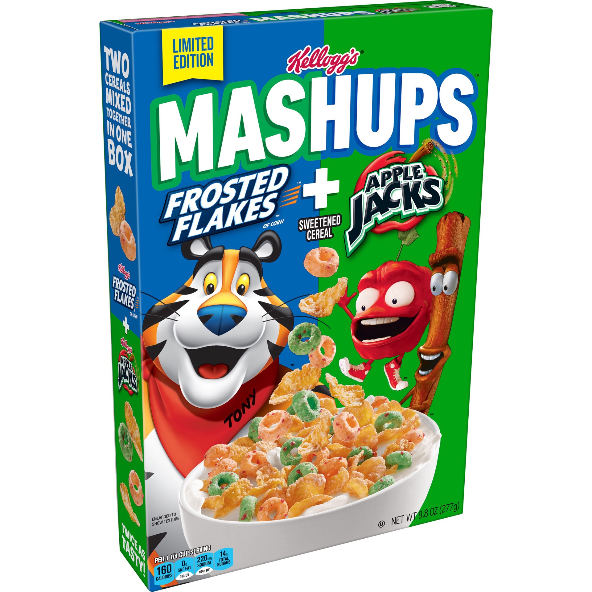 slide 1 of 4, Kellogg's Mashups Breakfast Cereal, Limited Edition, Frosted Flakes and Apple Jacks, 9.8 oz