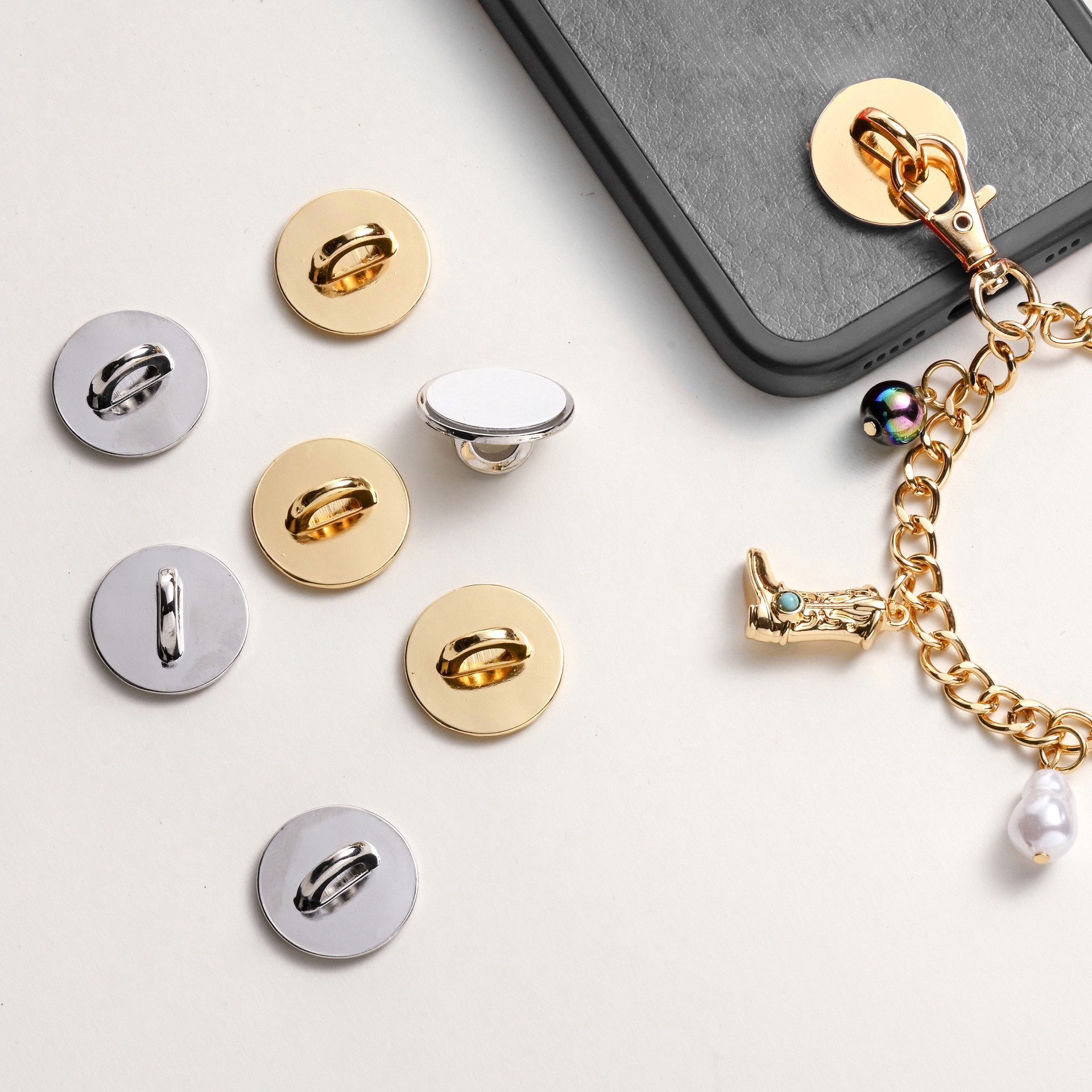 slide 2 of 3, Round Phone Charm Hook Accessory Mix By Bead Landing, 22 mm