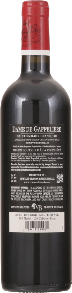 slide 12 of 12, Dame De Gaffeliere Red Wine 750 ml, 750 ml