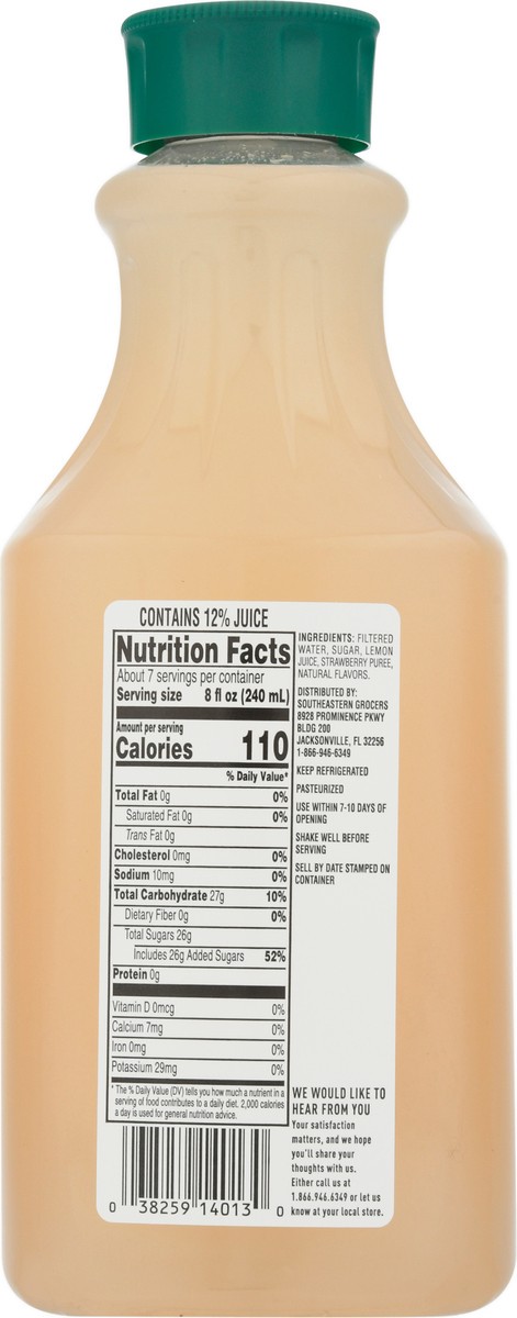 slide 4 of 9, SE Grocers Strawberry Lemonade - 52 oz, 52 oz