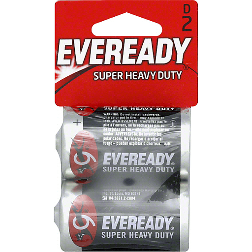 slide 2 of 2, Eveready Super Heavy Duty D-Batteries, 2 ct
