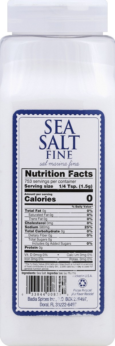slide 7 of 7, Badia Sea Salt Fine, 40 oz