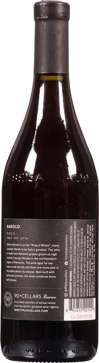 slide 7 of 11, 90+ Cellars Reserve Series Italy Lot 26 Barolo 750 ml, 750 ml