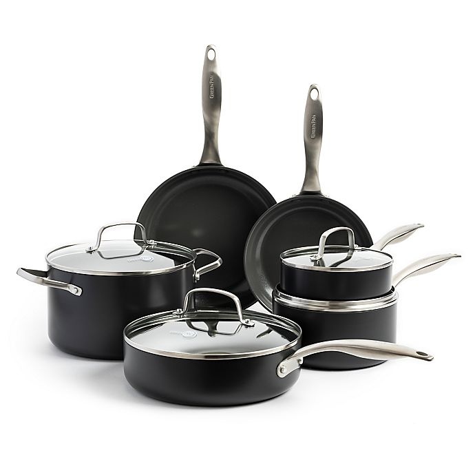 slide 1 of 7, GreenPan Canterbury Nonstick Hard-Anodized Aluminum Cookware Set, 10 ct