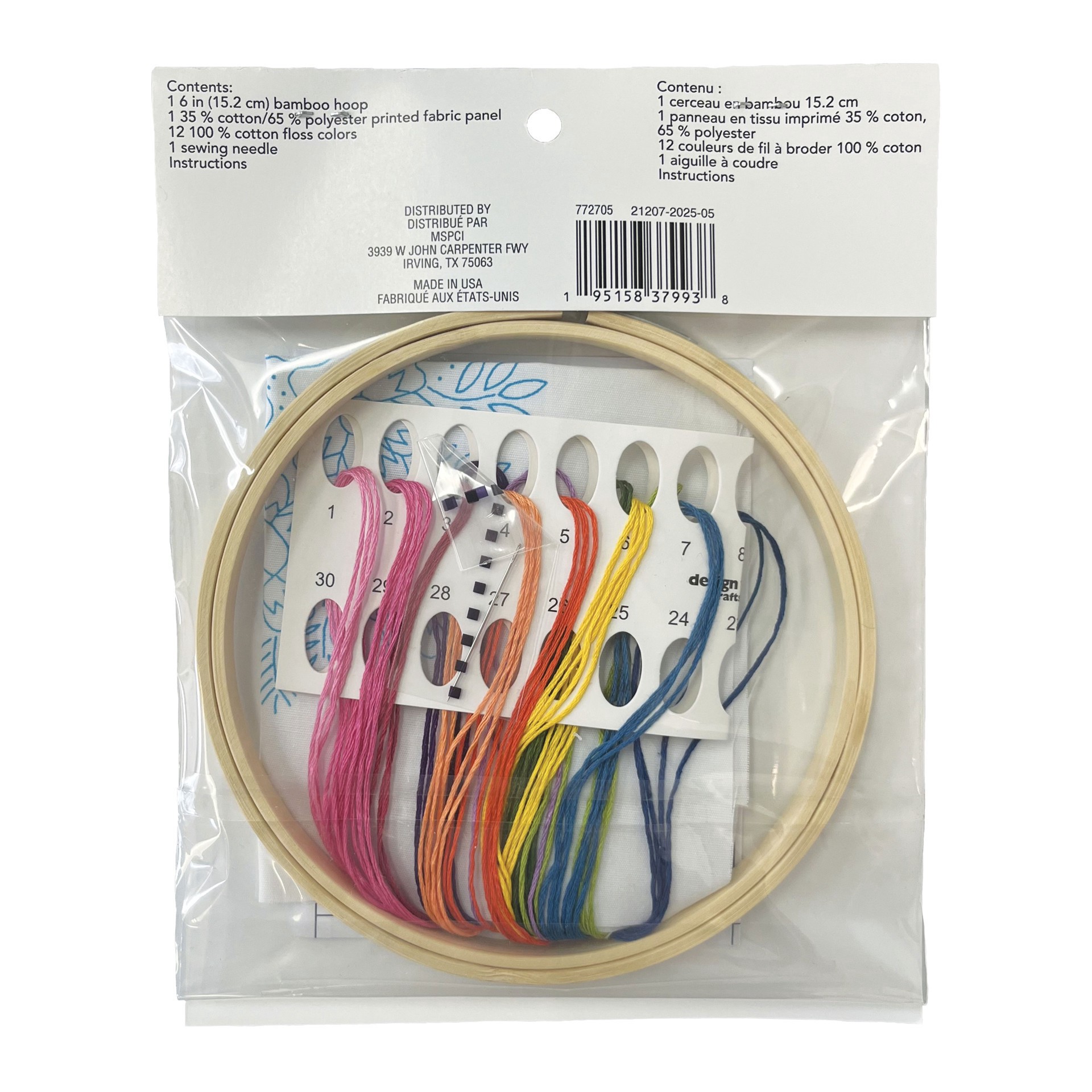 slide 4 of 5, 6" Floral Stamped Design Embroidery Kit With Hoop By Loops & Threads, 6 in