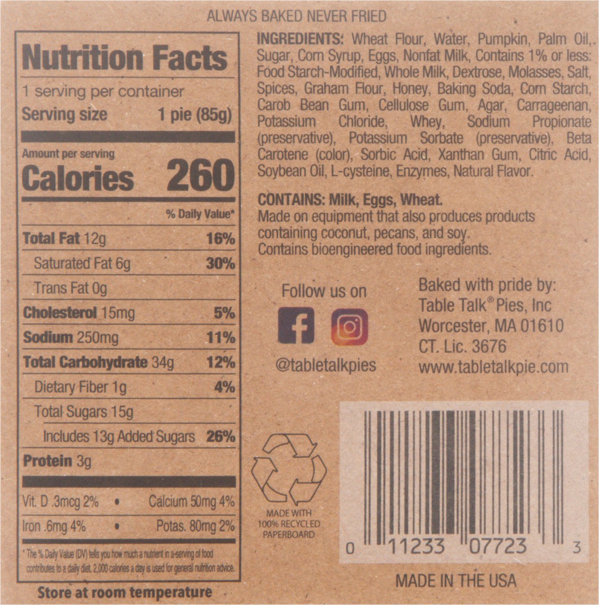 slide 7 of 14, Table Talk Pies Baked Pumpkin Snack Pie 3 oz, 3 oz