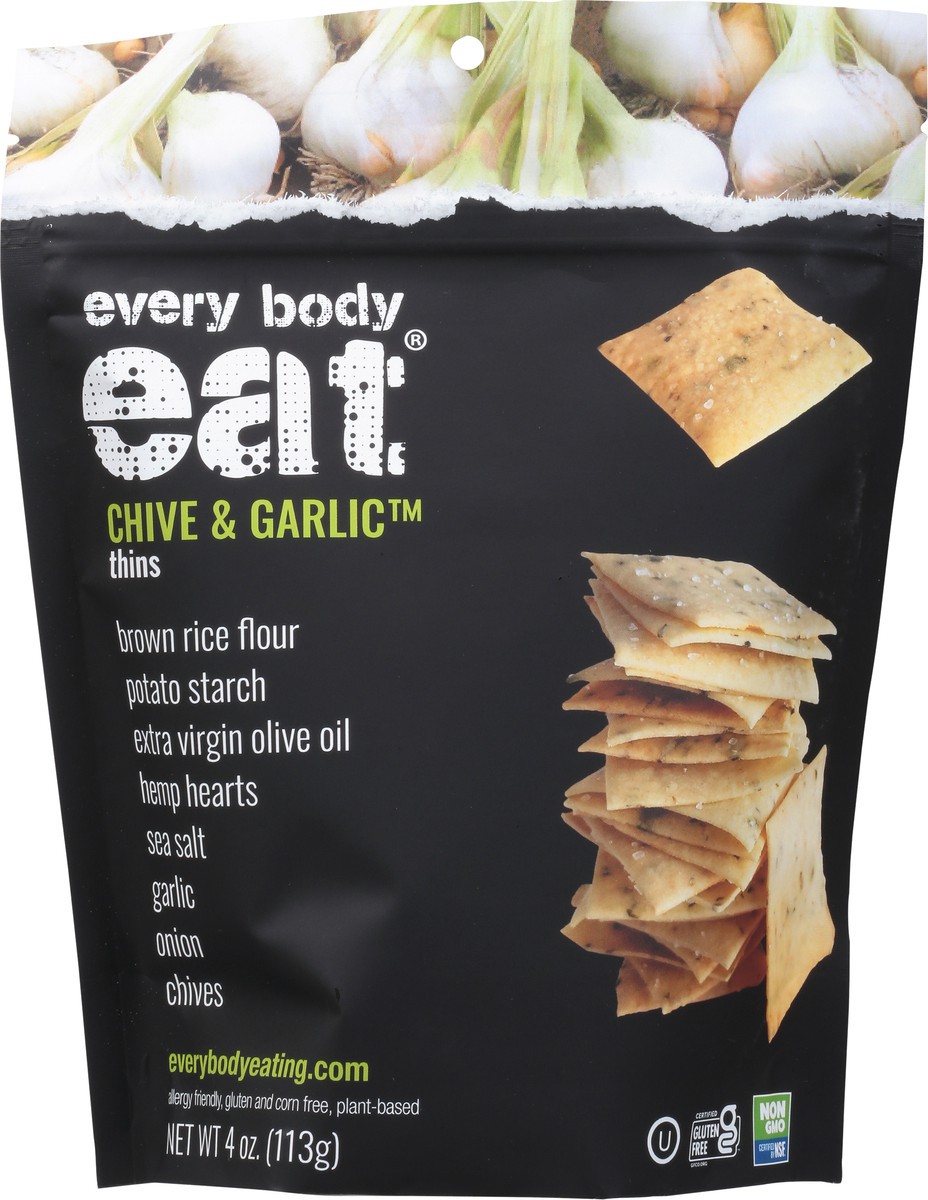 slide 11 of 14, Every Body Eat Chive & Garlic Thins 4 oz, 4 oz