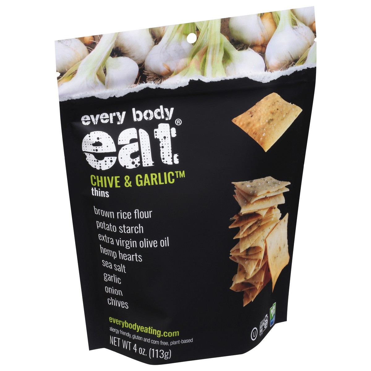slide 14 of 14, Every Body Eat Chive & Garlic Thins 4 oz, 4 oz