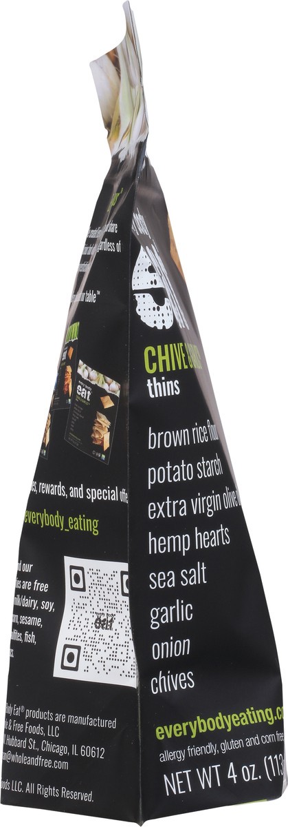 slide 6 of 14, Every Body Eat Chive & Garlic Thins 4 oz, 4 oz