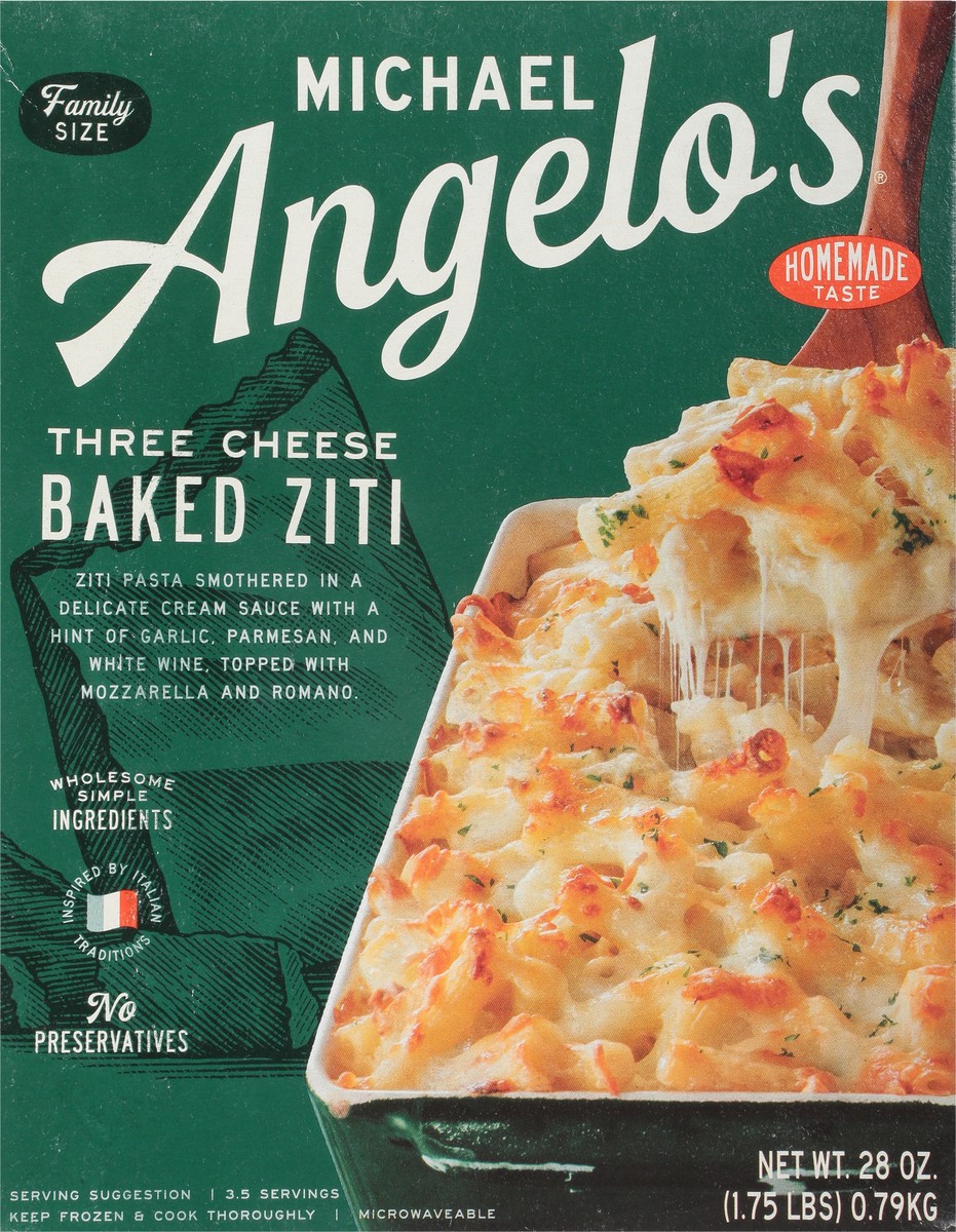 slide 10 of 13, Michael Angelo's Baked Three Cheese Ziti Family Size 28 oz, 28 oz