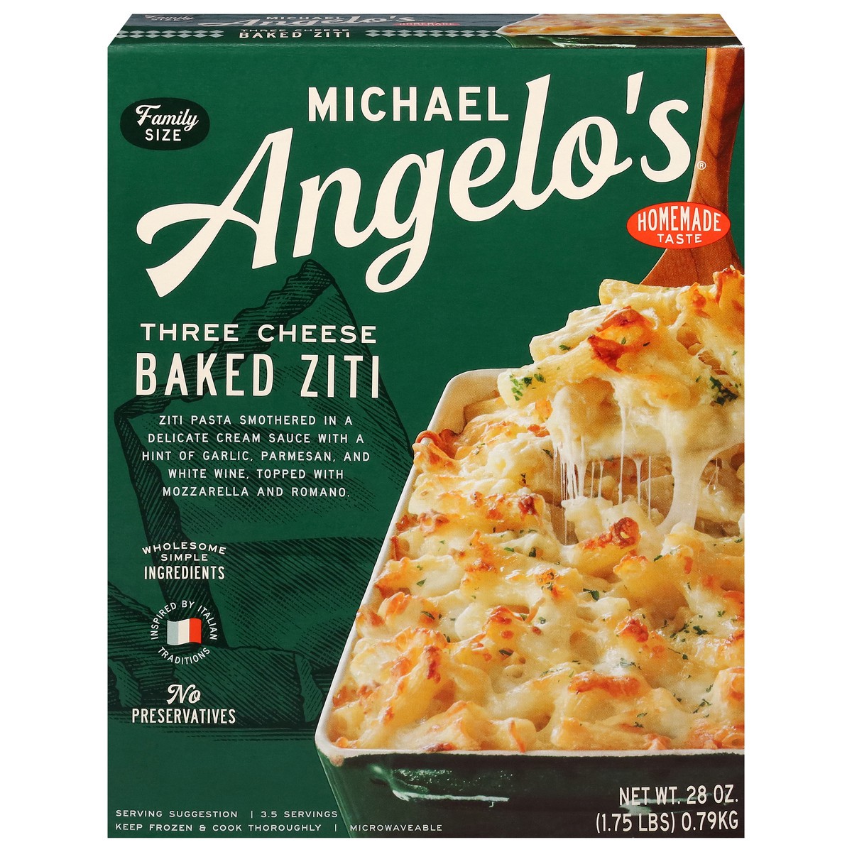 slide 1 of 13, Michael Angelo's Baked Three Cheese Ziti Family Size 28 oz, 28 oz